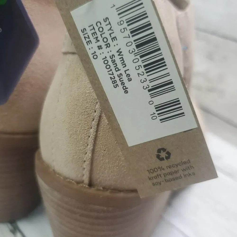 Tom's Lea Sand Suede Block Heel Ankle Boots Bootie US 10W NWT - Picture 12 of 14